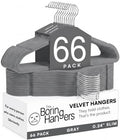 66 Pack Gray Velvet Hangers Non Slip, Felt Hangers by TheBoringHangers