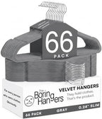 66 Pack Gray Velvet Hangers Non Slip, Felt Hangers by TheBoringHangers