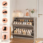 Grey Hidden Shoe Storage Cabinet for Entryway with 2 Flip Drawers - Image 7