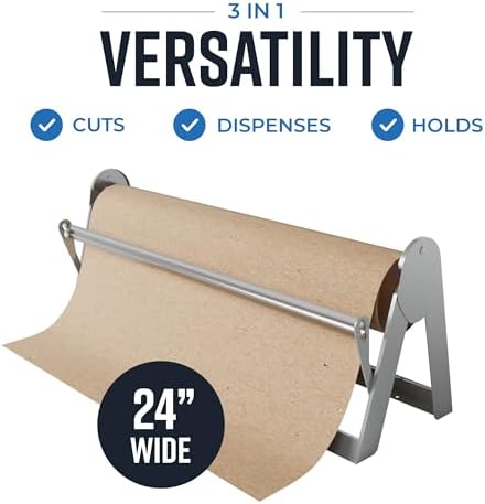 Bryco Goods 24 Inch Butcher & Kraft Paper Roll Dispenser and Cutter - Image 2