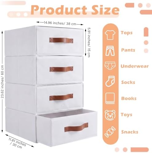 Windyun 4 in 1 Stackable Dorm Under Bed Storage Drawers, White - Image 2