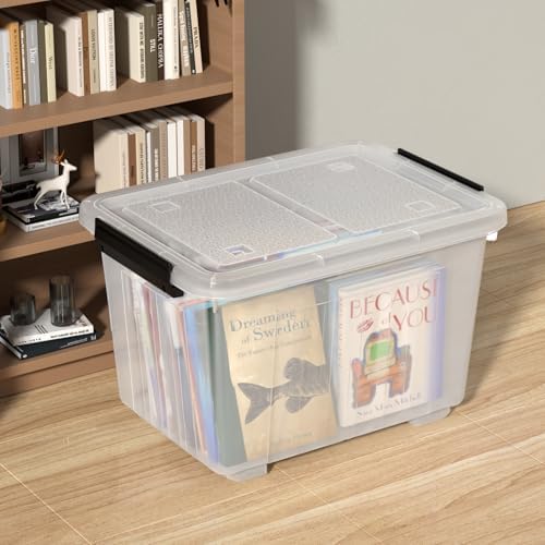 Farmoon 50 QT Clear Wheeled Storage Bin, Plastic Latch Box with Lid, 4 Pack - Image 7