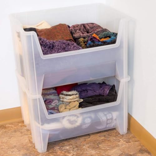 Akro-Mils Stak-N-Store Stackable Storage Bins, 15"x20"x12-1/2, Clear, 3-Pk - Image 2