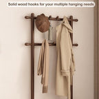 AQIMUELE Hall Tree, Coat Rack with Shoe Storage, Wooden Hall Tree with Bench, 11 Hooks and 2-Tier Storage Shelves, Entryway Bench with Coat Rack (23.6" - Deep Walnut) - Image 5