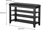 Taitiy Shoe Bench with 3 Tier Adjustable Shelves Rubberwood Entryway 31.5'' - Image 2