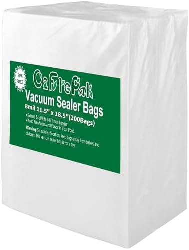 O2frepak Large Gallon 8mil 11.5"x18.5"Vacuum Sealer Bags 100ct Food Storage by O2frepakDirect