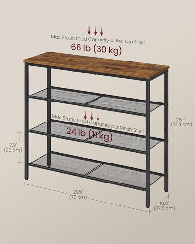 VASAGLE 4-Tier Shoe Rack, 15-20 Pairs, Metal Mesh - Image 5