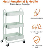 Amazon Basics 3-Tier Metal Rolling Utility Cart, Storage Organizer, Multi-Functional Kitchen Island Cart, Portable Shelving Unit with Caster Wheels, Mint Green - Image 3