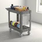 Plastic Utility Cart on Wheels, 40 x 17 Inch Rolling Service Cart-Gray - Image 6