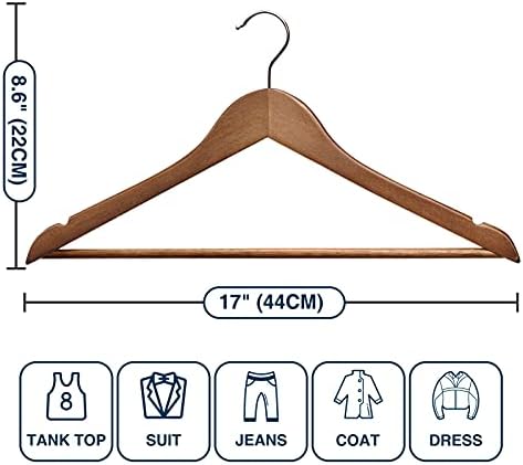 Wood Hangers - 60 Pack Solid Shirt Hangers, Heavy Duty & Slim Wooden Hangers, for Suit, Coat, Jacket, Pants (Walnut) - Image 7