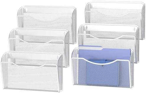 MINDEPOT Wall File Organizer, Hanging Wall File Holder, 6 Pack, Silver by MINDEPOT