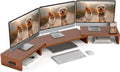 BONTEC Triple Monitor Stand Riser with Smartphone Holder, Walnut by BONTEC
