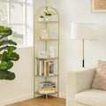 Homhedy 5-Tier Gold Corner Shelf Stand, Metal Corner Bookshelf by Homhedy