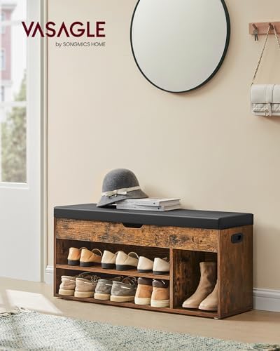 VASAGLE Storage Bench with Cushion, Shoe Bench, 11.8 x 39.4 x 17.3 Inches - Image 2
