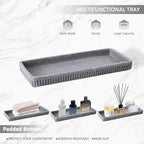 XLHOMO Resin Grey Bathroom Accessories Set 5 Pcs, Lotion Soap Dispenser, Toothbrush Holder, Bathroom Tumbler, Qtip Holder and Vanity Tray, Bathroom Countertop Organizer Set for Modern Home Apartment - Image 5
