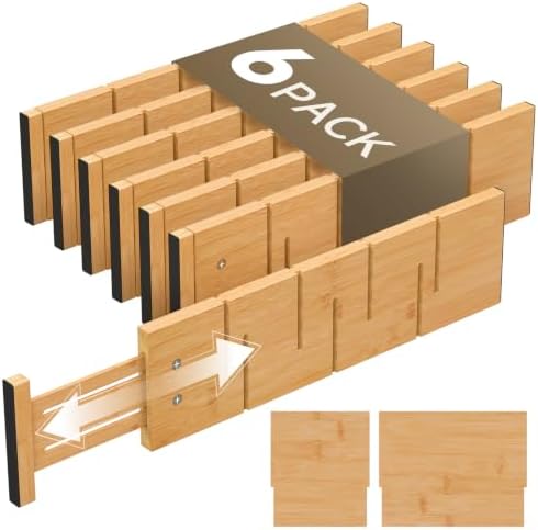 Deep Drawer Dividers For Clothes,Expandable Drawer Organizer (6, Long) by Vellzeyce