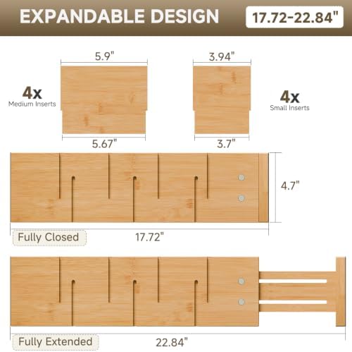 Deep Drawer Dividers For Clothes,Expandable Drawer Organizer (4, Long) - Image 3