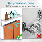 VOTZAAQ 32 in Towel Racks for Bathroom, Bath Towel Shelf with Double Towel Bar, Stainless Steel Towel Storage for Lavatory Wall Mounted, 2-Tier Towel Hanger Towel Holder, Brushed Nickel - Image 6