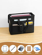 Qozary 2 Pack File Folder Organizer Box-Hanging File Tote Bag With Lids, Collapsible Portable Filing Organizer Box With Handle, Document Storage Bag For Office,Home,Travel, School - Image 3