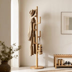 Coat Rack,Solid Wood Cactus Coat Rack Freestanding With 6 L-Shaped Hooks and 3 Adjustable Sizes,Coat Tree for Bedroom, Entryway, Livingroom, Coat Hanger Stand for Coats, Handbags (Natural) by Unknown