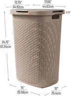 Mind Reader Slim Laundry Hamper with Lid, 60L Tall Clothes Basket, Narrow Tapered Design for Bathrooms, Closets and Laundry Rooms, Plastic, Tan - Image 3