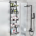 Orimade Over the Door Shower Caddy Adjustable 5 Tier Black,Bathroom Hanging Organizer Shelf Rustproof with 4 Hooks,Shower Basket with Soap Holder and Suction Cup by Orimade