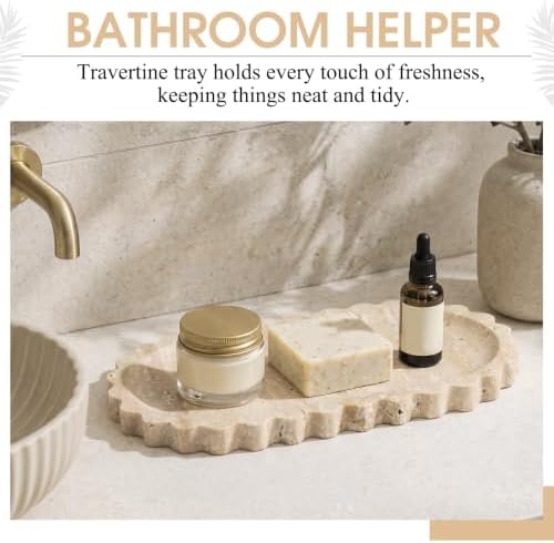 Hushee Travertine Vanity Tray with Scalloped Pattern Edge, 12"x6" - Image 3