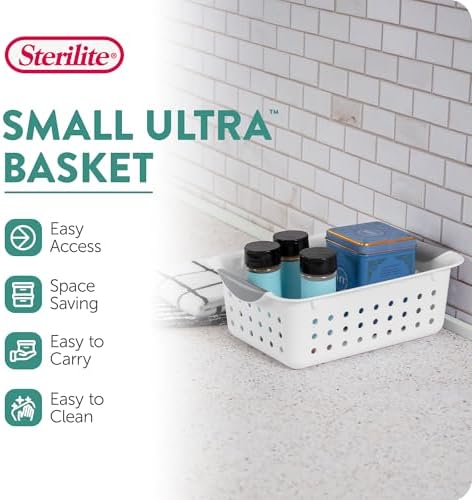 Sterilite Small Ultra Basket Plastic Storage Organizer Bin, White, 36-Pack - Image 3