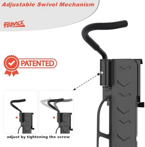 TORACK Wall-mounted Swivel Bike Rack, Garage Vertical Bike Storage Hangers for 5 Bikes Rotating Bike Storage Hooks - Image 4
