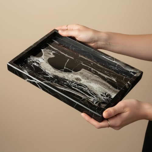 Real Natural Marble Tray12x8 Black Rect for Bathroom Vanity Perfume Jewelry - Image 3