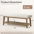 Zihanhome Entryway Shoe Bench, End of Bed Bench,Upholstered Bench(Beige) - Image 2