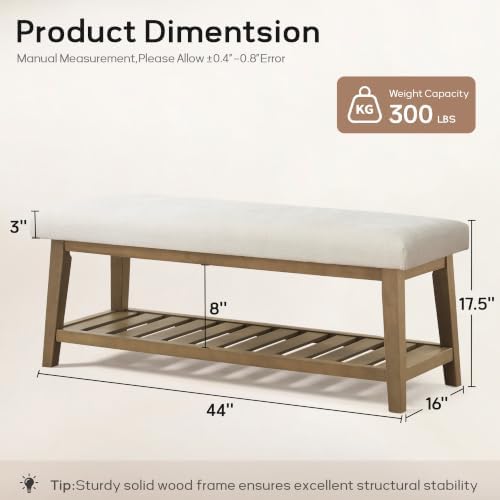 Zihanhome Entryway Shoe Bench, End of Bed Bench,Upholstered Bench(Beige) - Image 2
