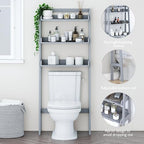 UTEX Over The Toilet Storage Shelf, 3-Tier Bathroom Shelf Rack, Gray - Image 5