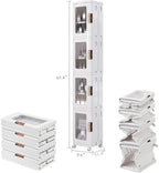 VECELO 4-Tier Narrow Storage Cabinet with Wheels, White - Image 2