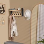 Sorbus Coat Rack Wall Mount with Shelf (Maple Wood, 16 Inch) - Image 4