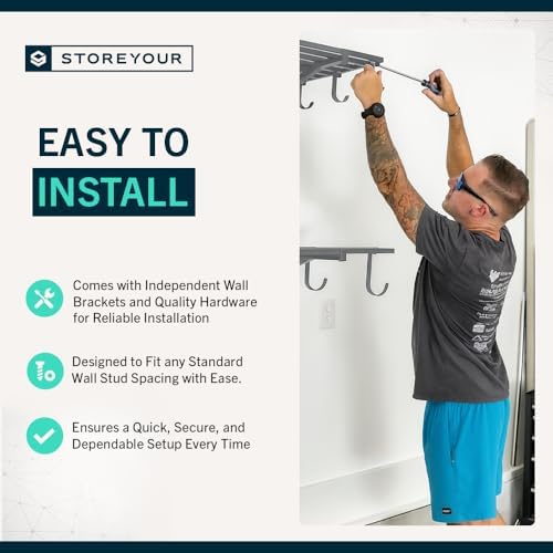StoreYourBoard Garage Wall Shelf, 2x4 ft, Holds 400 lb, 6 Hooks, 2 Pack - Image 3