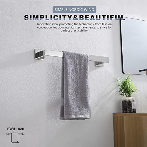 KOKOSIRI 16-Inch Single Towel Bar, Bathroom Kitchen Towel Holder, Wall Mounted SUS304 Stainless Steel Towel Rack, Polished Chrome, B4003CH-L16 - Image 6