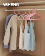 ABHENG 80 Pack Clothes Hangers, Non Slip Plastic Coat Hangers, Space Saving, Heavy Duty, Hanging Dry Wet Clothes, 16.4" x 8.3", Light Pink, UAPY0580P - Image 2
