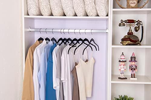 Quality Hangers Clothes Hangers 50 Pack - Non-Velvet Plastic Hangers for Clothes -Heavy Duty Coat Hanger Set -Space-Saving Closet Hangers with Chrome Swivel Hook, Non-Flocked Hangers (50, Black) - Image 3