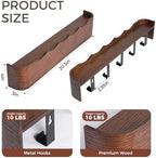 Coat Rack Wall Mount with Shelf Entryway Shelf Modern Key Holder Hanger Wall Shelves with Hidden Hooks for Hanging Towels Coats Hats Bags for Hallway Bathroom Bedroom(Wavy Walnut Color, 5 Hooks) - Image 2
