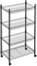 Guan River 4 Tier Wire Basket Shelf,Black,23.23" L x 13.11" W x 49.21" H by GuanRiver