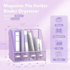 4-Compartment Magazine File Holder and File Organizer for Desk, Purple - Image 3