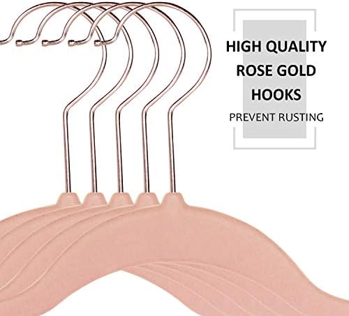 VECELO Premium Velvet Clothes Hangers Suit Heavy Duty (100 Pack)-Non Slip & Space-Saving with 12 Finger Clips & 2Tie Rack Excellent for Men and Women,Pink - Image 3