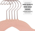 VECELO Premium Velvet Clothes Hangers Suit Heavy Duty (60 Pack)-Non Slip & Space-Saving with 8 Finger Clips & Tie Rack Excellent for Men and Women,Pink - Image 3