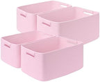 4 Pack Large Storage Basket for Organizing, 17.5"x13"x7" Woven Basket for Shelves, Closet Cube Storage Bins with Wrapped Handle, Cotton Rope Baskets for Kitchen, Clothes, Toys(Light Pink) by Degeyoyo