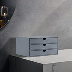 PU Leather Desk Organizer with 3 Drawers,Executive Office Supplies Desktop Filing A4 File Cabinet/Holder for Jewelry/Bill/Paper/Documents/Makeup Home Decor Stationery Storage Box,Grey - Image 6