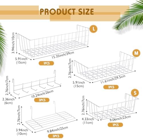 Yaocom 9 Pcs Grid Wall Shelves Gridwall Panel Accessories, White - Image 2