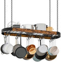 CHOEZON 39.4-Inch Hanging Pot Rack, Space-Saving Pot Hanger for Kitchen, Ceiling Pan Hanging Rack with 16 Detachable S Hooks, Sturdy Metal Frame, Industrial Style, Rustic Brown and Black TPR10BF by Choezon