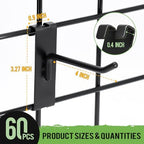 60 Pcs Gridwall Hooks, 4 Inch Grid Wall Hook Display for Gridwall Panels - Image 2
