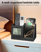 Desk Organizer with Wireless Charger, Digital Clock, Thermometer - Image 4